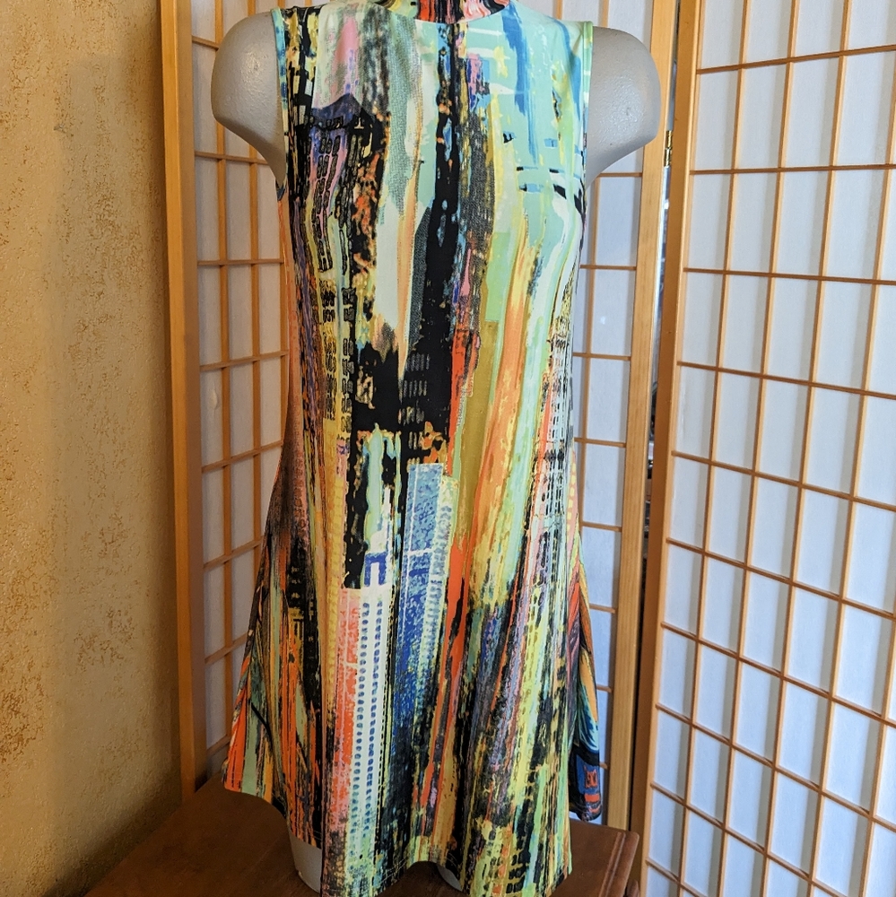 Ocean Blue, NEW graphic dress, medium